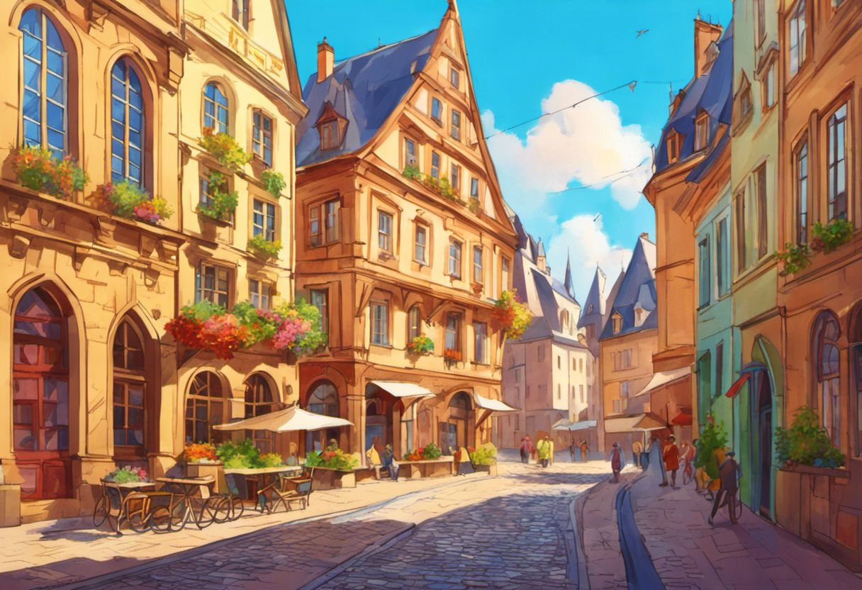 Illustration colorée de la ville historique animée de Metz